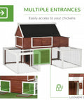 Customizable Outdoor Chicken Coop With Nesting Box And Ramp 114 Inch Wooden Hen House showing multiple entrances and lockable doors