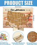 USA Travel Cork Map Set With 100 Push Pins And Wooden Storage Box 12x8 Inches, Detailed View With Map, Pins, Box, and Adhesive Strips