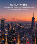 Mini 3 Fly More Combo With RC, Dope 4K Drone Camera For Adults capturing cityscape at sunset with 4K HDR video quality.