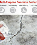 Two Pack Concrete Crack Filler Sealant For Fast Repair Quick Drying Waterproof Weather Resistant Caulking Glue For Cement Based Surfaces Flexible High Elasticity Crack Repair Sealant For Indoor And Outdoor Use applied on cracked concrete surface