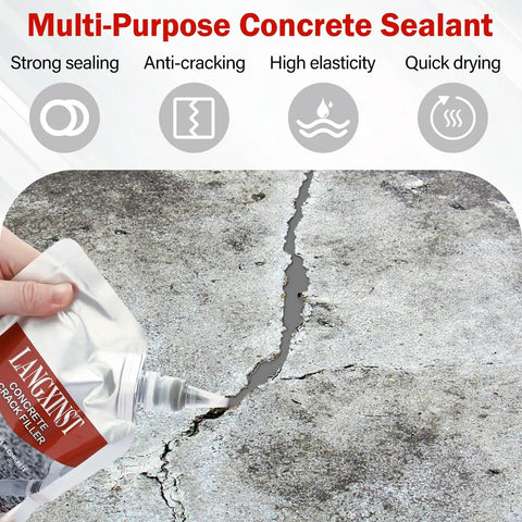 Two Pack Concrete Crack Filler Sealant For Fast Repair Quick Drying Waterproof Weather Resistant Caulking Glue For Cement Based Surfaces Flexible High Elasticity Crack Repair Sealant For Indoor And Outdoor Use applied on cracked concrete surface