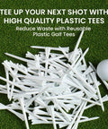 Plastic Golf Tees Unbreakable Bulk Pack 200 500 1000 Count Two And Three Quarters Inch To Three And A Quarter Inch on grass