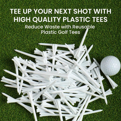Plastic Golf Tees Unbreakable Bulk Pack 200 500 1000 Count Two And Three Quarters Inch To Three And A Quarter Inch on grass