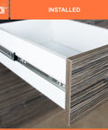 Heavy Duty Full Extension Drawer Slides With Ball Bearing 14 Inch Side Mount Rails Auto Lock installed in kitchen drawer
