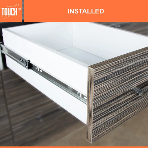 Heavy Duty Full Extension Drawer Slides With Ball Bearing 14 Inch Side Mount Rails Auto Lock installed in kitchen drawer