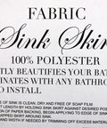 Packaging for Diamond Mosaic Fabric Sink Skirt 56 Inch Wide By 32 Inch Long Polyester Under Sink Storage with usage instructions.