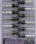 12 Pc Pro Grade Adjustable Wood Countersink Drill Bit Kit With Parabolic Flute And Tapered Bits in storage case