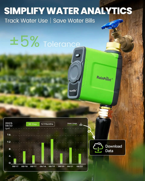WiFi Water Timer For Garden Hose And Sprinkler System With Smart Valve, Automatic Drip Irrigation, Rain Delay, brass inlet