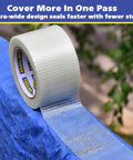 Workhorse Filament Tape 2 Inch By 30 Yards Reinforced Packing Tape with strong adhesive on a blue surface