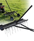 Tow Behind Dethatcher with 40 Inch Wide Working Surface and 20 Spring Steel Tines for Lawn Thatch Removal Compatible with ATVs
