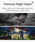 Comparison of regular and color night vision images from Wireless Outdoor Security Camera 2K With AI Motion Detection