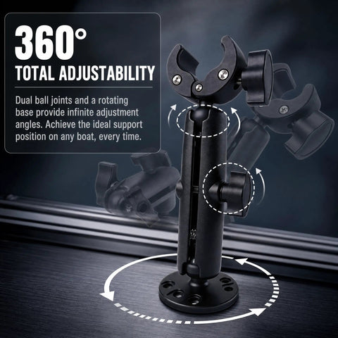 Heavy Duty Anti Vibration Trolling Motor Stabilizer Mount With 360 Degree Aluminum Bracket And Dual One Inch Rubber Ball Clamp adjustable dual ball joints for boats