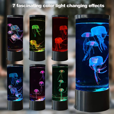 Bubble Fish Lava Lamp With LED Lights Color Changing Aquarium Night Light Featuring Four Artificial Fish perfect for decor.