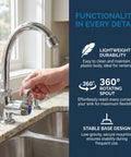 ibasence Plastic Kitchen Water Faucet, Vertical Sink Tap with 2cm Base, showing 360° rotating spout and lightweight plastic body.