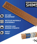 Nelson Wood Shims side view: 8-inch brown composite shim, waterproof, 24-pack for leveling furniture