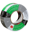Heavy Duty Duct Tape DT11 Silver 48 mm x 54.8 m (11 mil) - Polyethylene-backed roll with green label, side view
