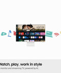 32 Inch M80D Series 4K UHD Smart Monitor With Streaming TV Built In Speakers HDR10 Plus AI Upscaling USB C on ergonomic stand