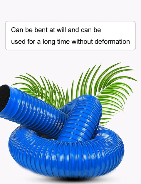Blue PVC Flex Hose Spiral Reinforced For Dust Collection And Fume Venting With High Airflow While Staying Round Shape Without Kink Or Collapse Under Heat And Pressure Built For Pros And Shops Who Need Reliable Tools To Get The Job Done Everyday, coiled