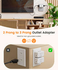 Two Prong To Three Prong Outlet Adapter Extender For Japan Travel And Home 3 AC Outlets Non Grounded Wall Plug Expander