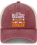 Boat Life Grandpa Style Dad Hat For Men With Adjustable Strap Closure Washed Cotton Build Deep Rose Color Boat Captain Humor Vibe Lightweight Cool Sun Shield Everyday Casual Cap For Summer