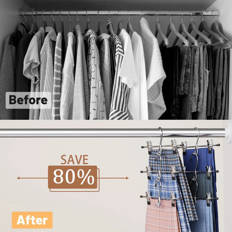 Keep Your Closet Crisp With These Space Saving Stackable Pants And Skirt Hangers Featuring Grippy Clips And Built In Hooks Straight Up Essential For Dorms Or Apartments The 8 Pack Is A Total Game Changer