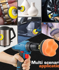133pcs 3 Inch Sanding Disc Drill Polishing Kit With Hook And Loop Pads in use on various surfaces
