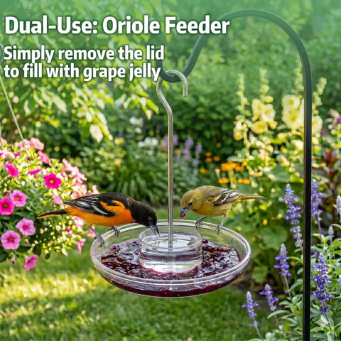 2 Pack 16 Oz Hummingbird Feeders For Outdoors Hanging With 6 Bee Proof Feeding Ports Ant Moat Leak Proof Nectar Dispenser Easy Clean Jelly Oriole Bird Feeder Garden Decor Gift