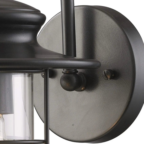 Close-up view of Portside 12 Inch Outdoor Sconce 1 Light Matte Black Finish Weatherproof Exterior Wall Light For Patio Garden Porch Rust Resistant Dope Home Exterior Lighting