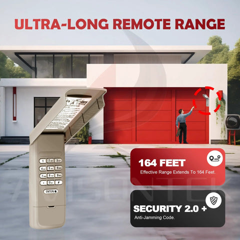Wireless Universal Garage Door Opener Keypad For Craftsman CMXZDCG440 installed outside with range demonstration.