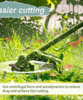 Close-up of a trimmer in use, showcasing 16 Pack Autofeed Weed Eater String For Black Decker, 0.065 Inch Replacement Spool cutting grass.