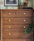 Wooden dresser with Solid Brass Cabinet Knob And Drawer Pull Set 1 1/10 Inch Brushed Gold Hexagon Handles For Dresser And Furniture