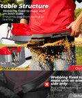 Handheld Seed Spreader With 25 Pound Bag Upright 3D Frame for No Spill Seed Spreading Flow Control Enclosed Gears