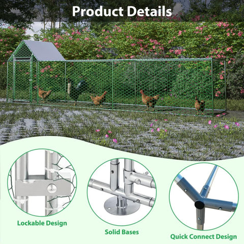 Heavy-Duty Galvanized Steel Chicken Coop Run Built Tough For Backyard Poultry Housing With Weather-Resistant Cover And Secure Mesh Enclosure