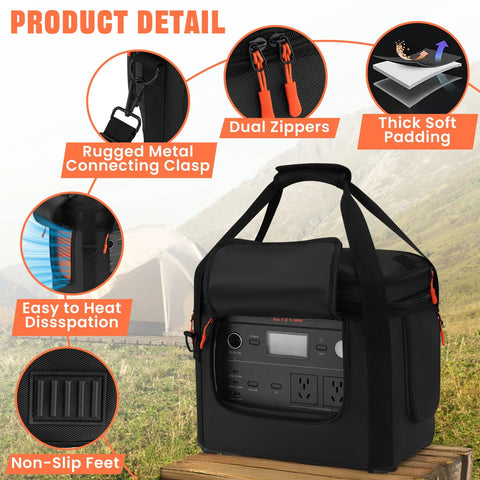 Carrying Case With Wheels For Portable Power Station Explorer 1000 V2 showing padded interior and dual zippers for outdoor travel