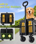 Heavy Duty Collapsible Wagon Cart For All Terrain Use With 100Kg Load Capacity Portable Folding Utility Wagon with two drink holders