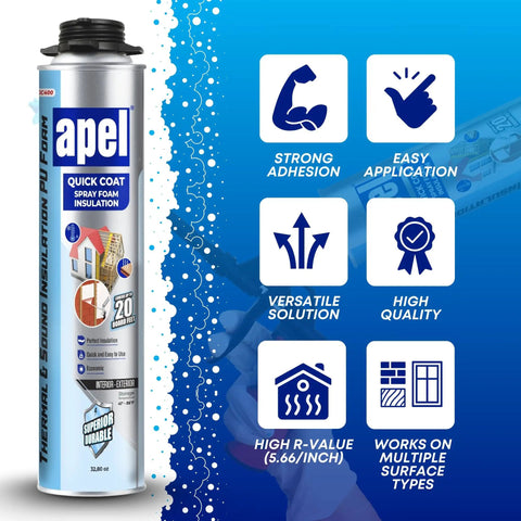 Spray Foam Insulation Kit With 12 Cans, Self Expanding Polyurethane Foam features, includes dispensing gun, high R-value