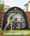 Portable Bike Storage Shed Tent For Outdoor Use Fits 1 To 2 Bicycles With Rain Cover in backyard setup