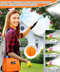 Person using Battery Powered Sprayer 2.4 Gallon Electric Garden Sprayer With Rechargeable Battery in a garden