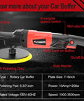 Beast Power Rotary Buffer Polisher With 1200W Motor, showing 7-inch disc, speed control, hand grip, and On/Off switch.