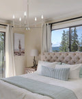 Camille 22 Inch Modern 5-Light Candle Style Chandelier With Open Frame in Bedroom