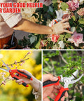 All In One 3 Piece Garden Tool Set With 7 Inch Folding Saw Pruner And Shears Stainless Steel Garden Scissors 2 Pack shown in use