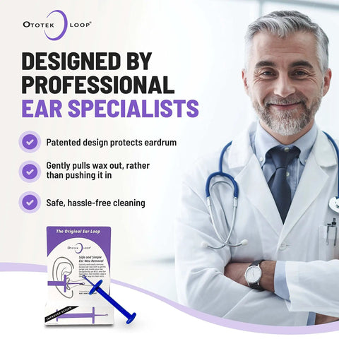 Easy Ear Wax Removal Scoop That Pulls Wax Out Not Pushes It In Guard Lets The Loop Stay Safe From Ear Drum So No Pain Fast Clean In Seconds Reusable Plastic Ear Care Tool In Colorful Options For Quick Mess Free Ear Cleaning, doctor and package
