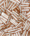 Close-up of Glass Bugle Beads Bulk 4200 Pcs 2x6mm Champagne Pink Long Tube Seed Beads For Jewelry Making Sewing Crafts