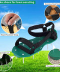 Heavy Strap Lawn Aerator Shoes With 26 Stainless Steel Spikes for grass aeration, showing Velcro straps and spike details.