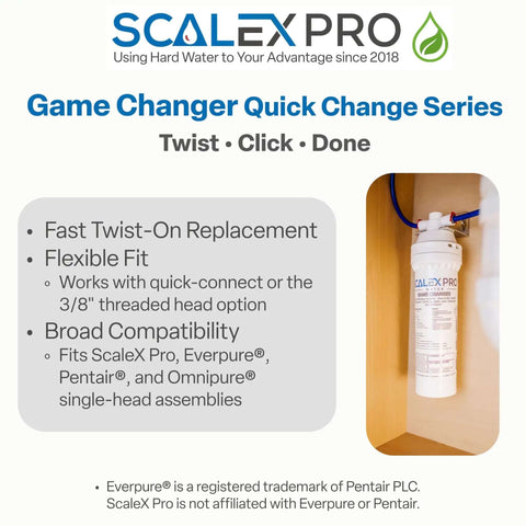 Game Changer 10in Water Filter Replacement With NAC Scale Prevention And Coconut Shell Carbon Block Filtration installed