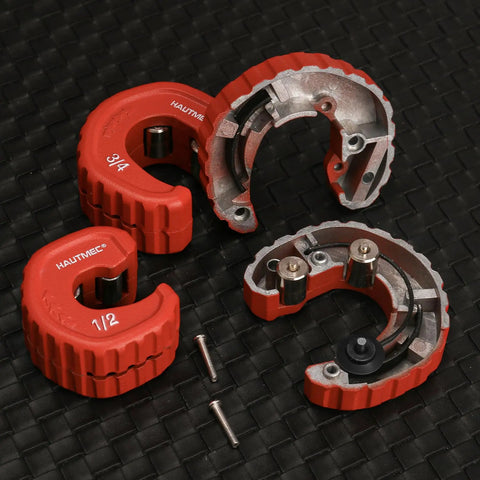 Pro Half Inch Automatic Copper Tube Cutter From HAUTMEC for Copper Aluminum Brass Tubing HT0215PL on black surface
