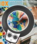 Artist using Helping Hands Soldering Station With 10X Magnifier Light And Stand Magnetic Third Hand Tool on colorful craft project