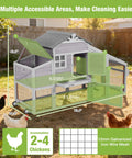 Mobile Chicken Coop With Run For Secure Poultry Housing On Wheels Nesting Box And Slide Out Tray Waterproof Roof Predator Proof Hen House For Backyard Farm Gray