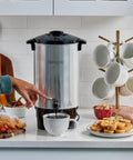 40 Cup Coffee Urn For Office And Events With Fast Brew Aluminum Construction Keep Warm Function Heat Resistant Handles