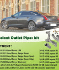 Heavy Duty Aluminum Coolant Outlet Pipes For Jaguar Land Rover Range Rover Sport Lr4 3.0L V6 5.0L V8 Replaces Lr092992 Lr028136, showcasing pipes and fitment details.